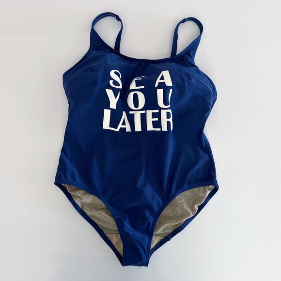 [Lane Bryant] Swim by Cacique Blue Sea You Later One Piece Tank Swimsuit Size 16 - Picture 2 of 12